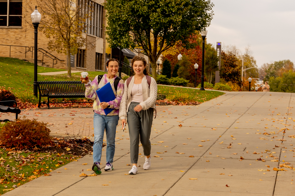 Students walking at Geneva College
